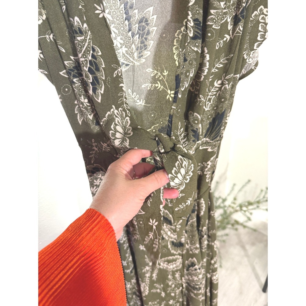 Reformation Orchid Maxi Dress Green Paisley Tie Front 2 xs euc floral wedding - Picture 3 of 14